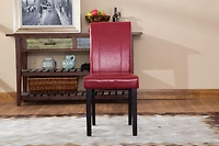 Streamdale Style Solid Wood Leatherette Padded Parson Chair, Red, Set of 2