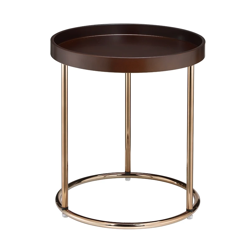 Streamdale Round Tray Table with Metal Frame, Espresso
