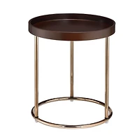 Streamdale Round Tray Table with Metal Frame, Espresso