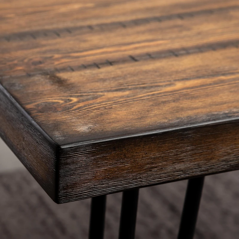 Streamdale Aryven Industrial Metal Hairpin Design Dining Table, Rustic Dark Pine