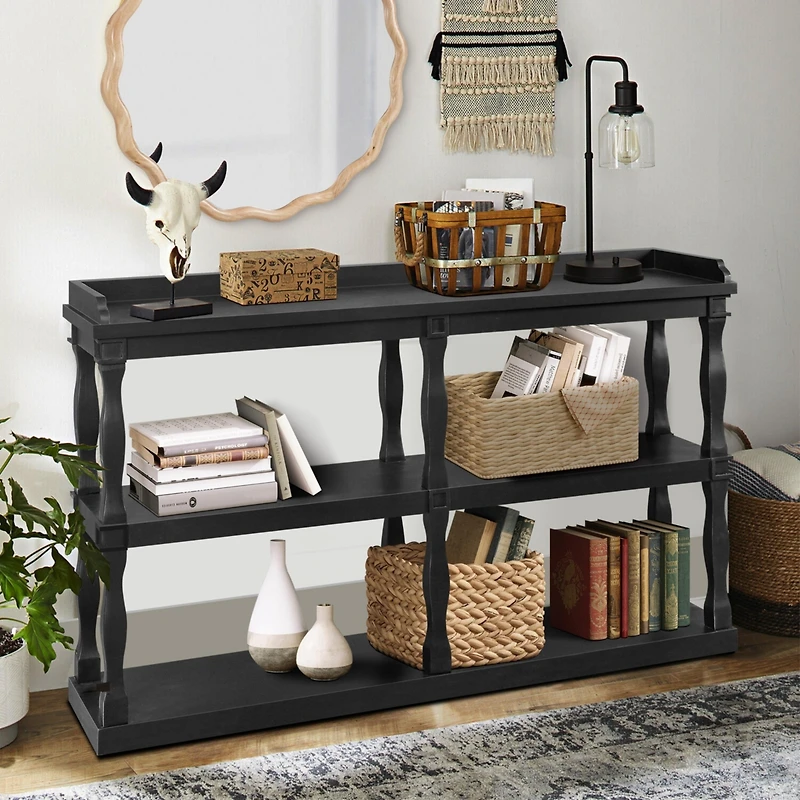 Streamdale Elegant 3-Tier Console Table with Ample Storage and Artistic Design