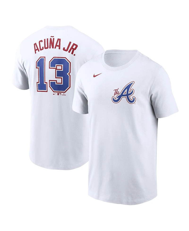 Nike Men's Ronald Acuna Jr. White Atlanta Braves City Connect Fuse Name Number T-Shirt