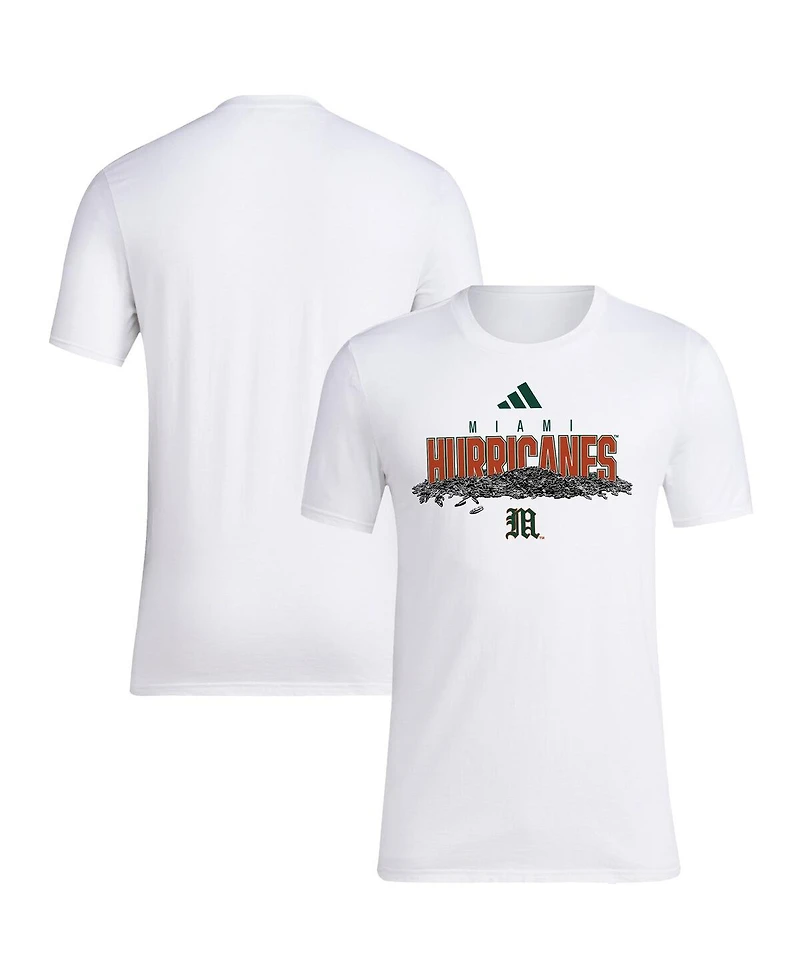 Adidas Men's White Miami Hurricanes Baseball Sunflower Seeds T-Shirt