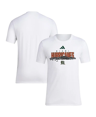 Adidas Men's White Miami Hurricanes Baseball Sunflower Seeds T-Shirt