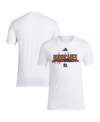 Adidas Men's White Miami Hurricanes Baseball Sunflower Seeds T-Shirt