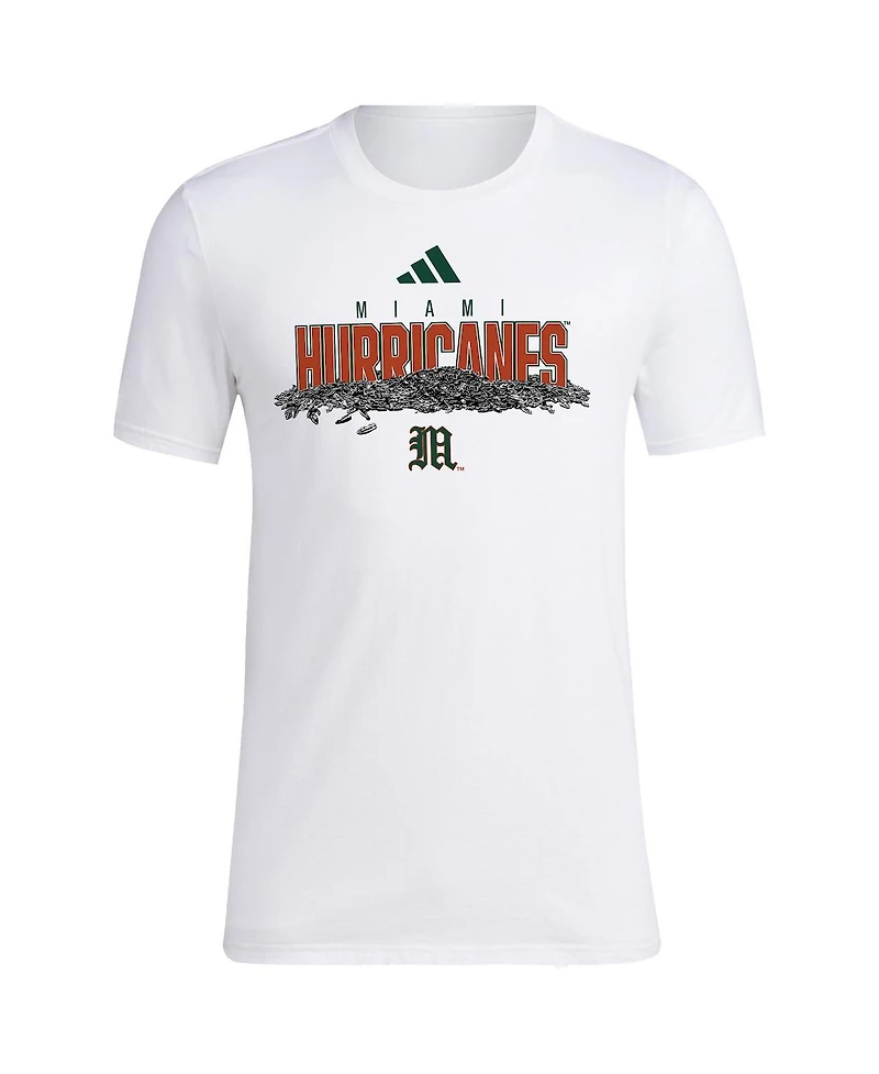 Adidas Men's White Miami Hurricanes Baseball Sunflower Seeds T-Shirt