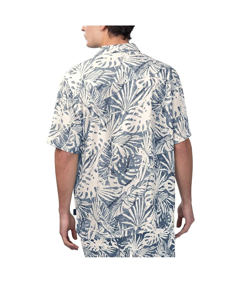Margaritaville Men's Navy Houston Astros Monstera Print Party Button-Up Shirt