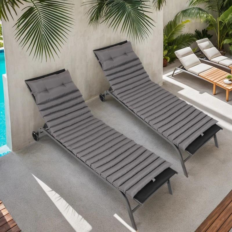 Streamdale Premium 72.8" Uv-Resistant Outdoor Chaise Lounge Cushions (2 Pack)