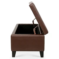Streamdale Modern Pu Leather Upholstered Storage Ottoman Bench with Birch Legs