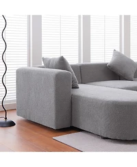 Modern L shape boucle Sofa with curved seat (facing left)