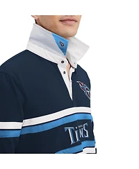 Tommy Hilfiger Men's Navy Tennessee Titans Cory Varsity Rugby Long Sleeve T-Shirt