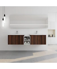 Simplie Fun Modern Wall-Mounted Vanity with Ample Storage and Resin Sink