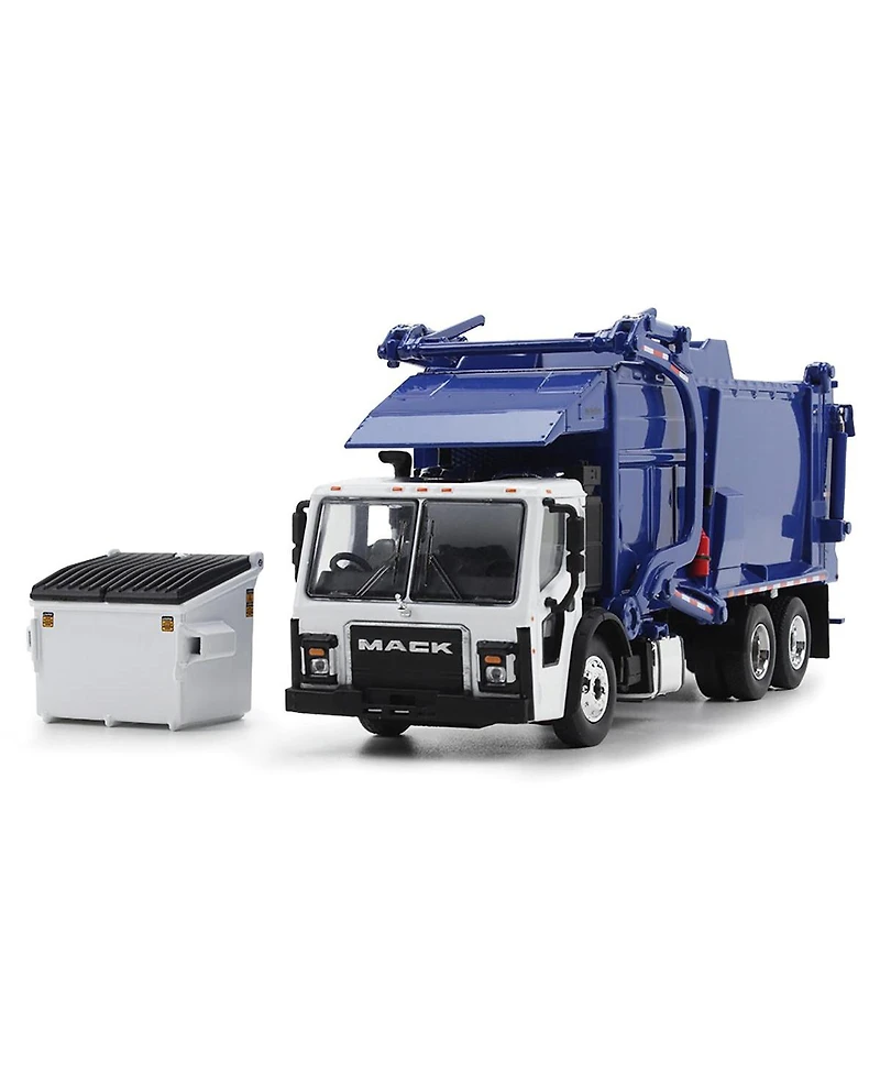 First Gear Dcp 1/64 White & Blue Mack Lr w/ McNeilus Meridian Fel Refuse Body & Refuse Bin