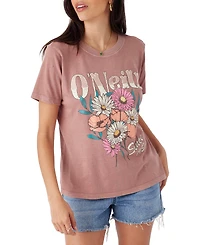O'Neill Juniors' With Flowers Graphic Print Cotton T-Shirt