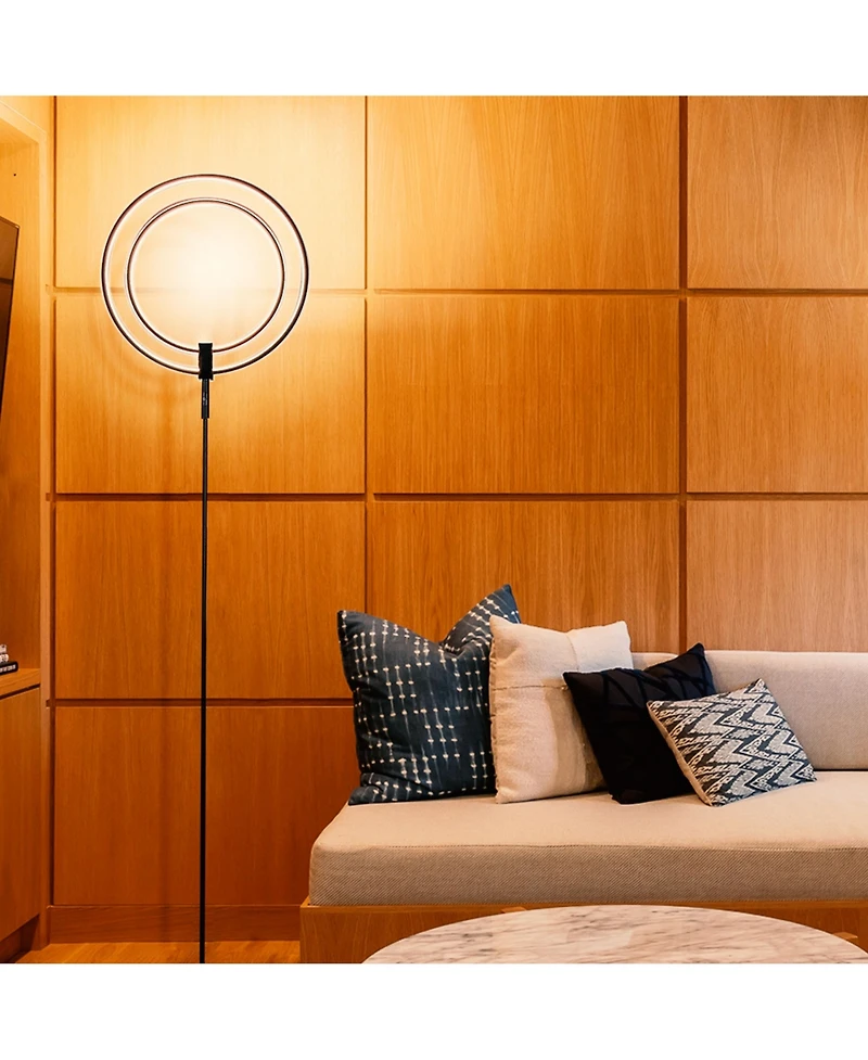 Eclipse 79" Led Torchiere Floor Lamp with Adjustable Rings