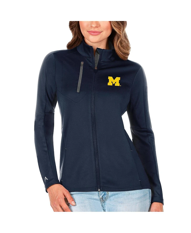 Antigua Women's Navy/Graphite Michigan Wolverines Generation Full-Zip Jacket