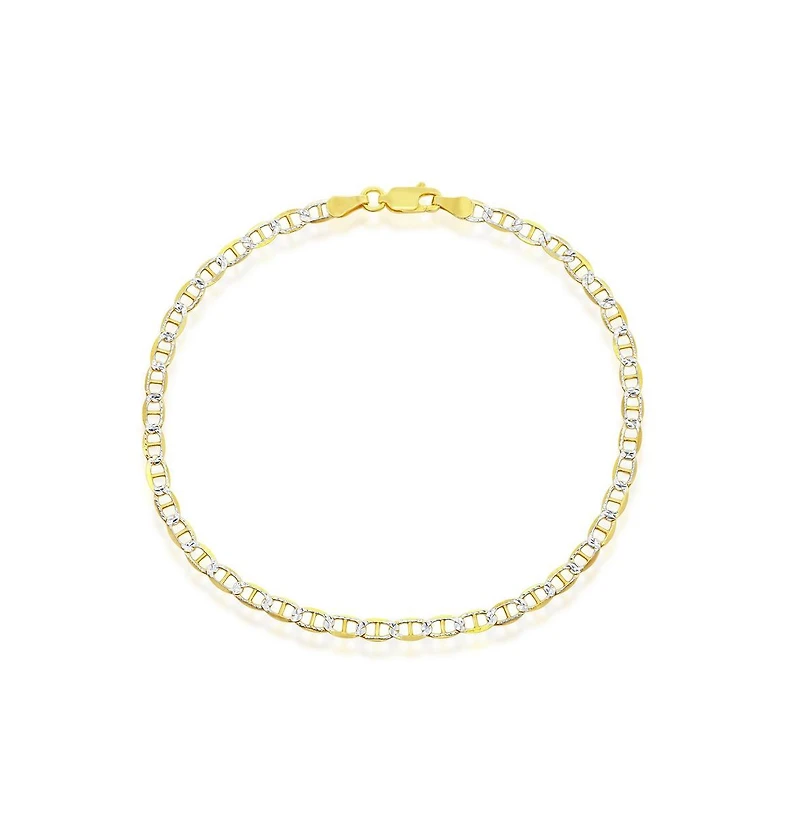 Simona Sterling Silver 3.5mm Pave Marina Bracelet - Gold Plated