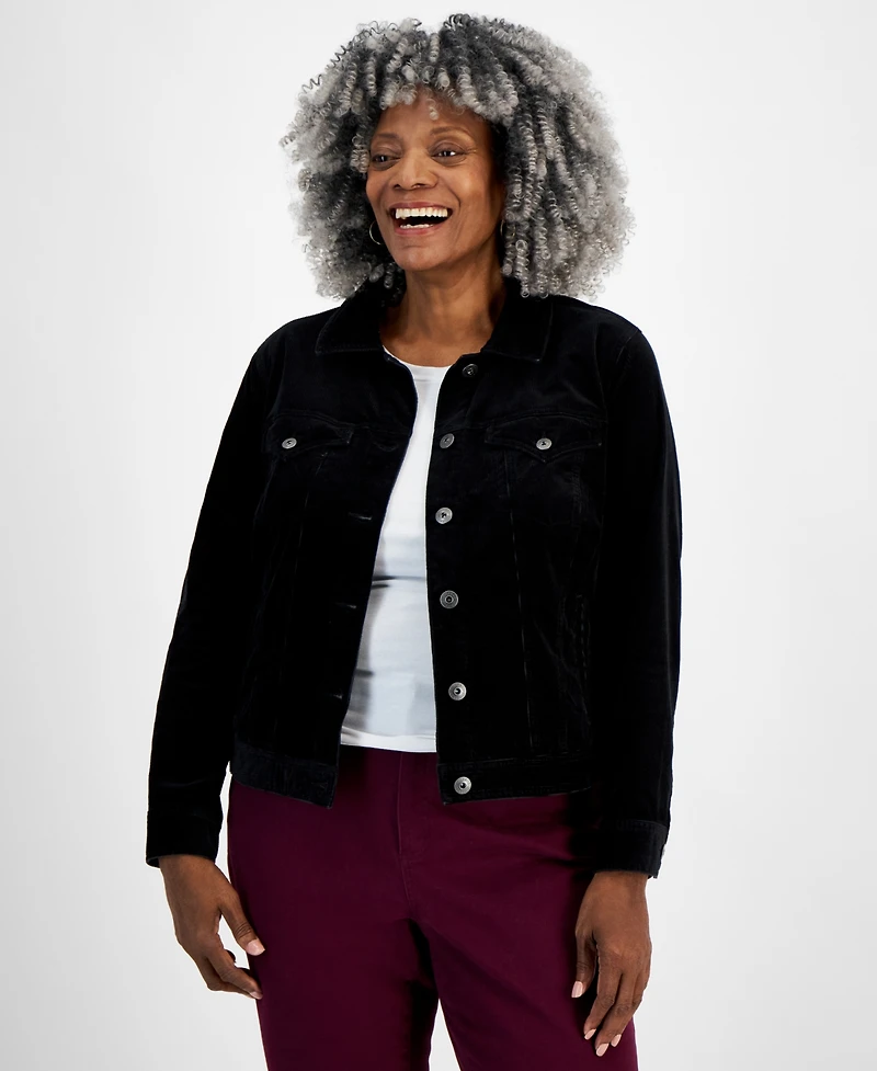 Style & Co Plus Corduroy Button-Front Jacket, Macy's Exclusive