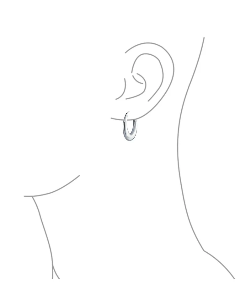Simple Plain Circle Crescent Tapered Tube Hollow Puff Tube Round Hoop Earrings .925 Sterling Silver Endless 1.25 Inch