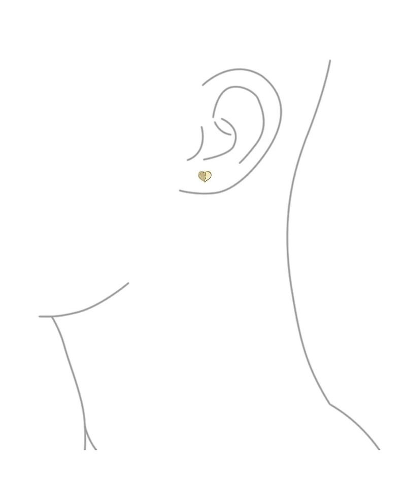 Bling Jewelry Minimalist Tiny Simple10K Yellow Gold Split Heart Stud Earrings Secure Screw Back 8MM