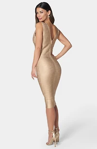 Bebe Women's Foiled Bandage Metallic Dress