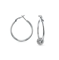 Bling Jewelry Simple Plain Finish Round Tube Hoop Earrings Sterling Silver Hinged Notched Post 1.4 Inch Diameter