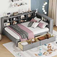 Streamdale White Full DayBed with Drawers & Usb Charging
