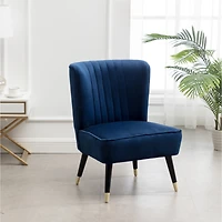 Simplie Fun Contemporary Velvet Upholstered Accent Chair, Blue