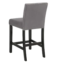 Streamdale Contemporary Velvet Counter Stool with Nailhead Trim, Set of 2, Gray