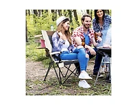 Slickblue Folding Camping Chair with Cup Holder Armrest and Lumbar Pillow