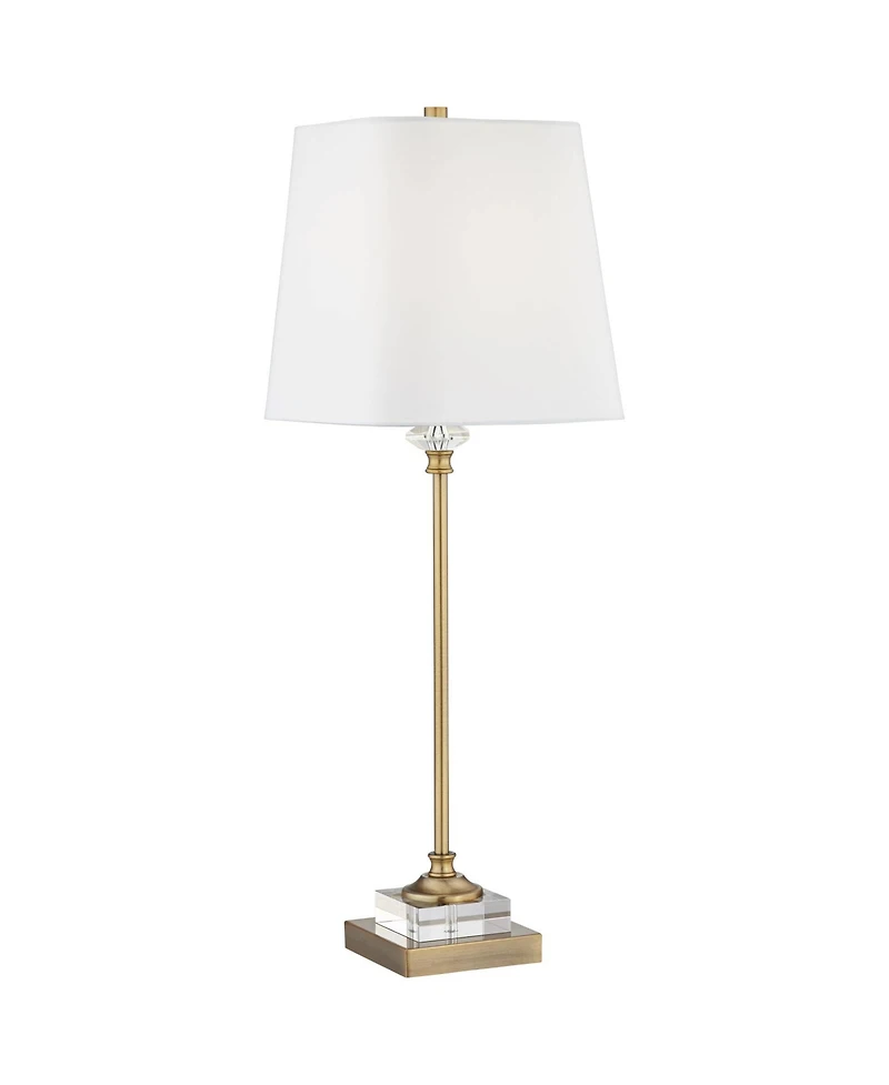 Regency Hill Julia Traditional Buffet Table Lamp 29 1/2" Tall Gold Crystal White Fabric Tapered Square Shade for Living Room Dining House Entrywa