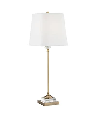 Regency Hill Julia Traditional Buffet Table Lamp 29 1/2" Tall Gold Crystal White Fabric Tapered Square Shade for Living Room Dining House Entrywa