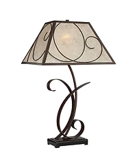 Franklin Iron Works Teri Rustic Country Cottage Table Lamp 27" Tall Brown Metal Floral Light Mica Tapered Shade for Bedroom Living Room House Hom