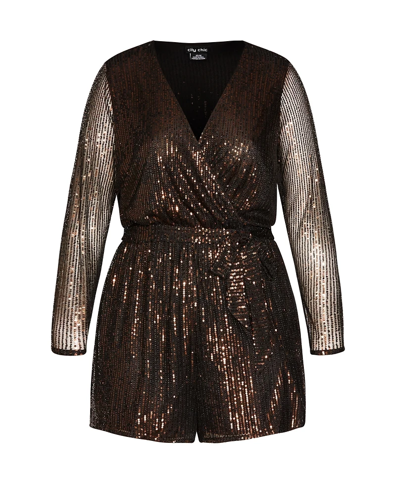 City Chic Plus Sequin Romper
