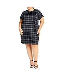 City Chic Plus Check Love Shift Mini Dress