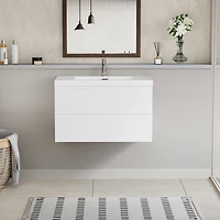 Streamdale Floating Vanity with Premium Resin Sink (36" Glossy White)