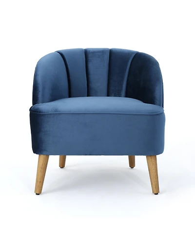 Streamdale Mid-Century Modern Club Chair Velvet Comfort, Walnut Style
