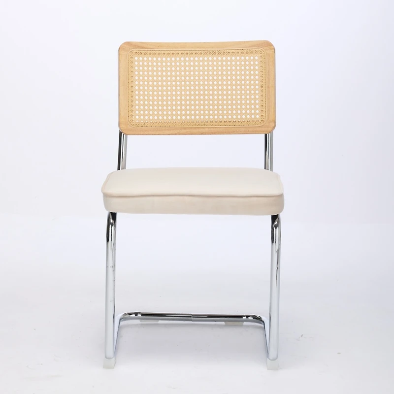 Streamdale Furniture Rattan and Velvet Upholstered Office Chair with Steel Frame