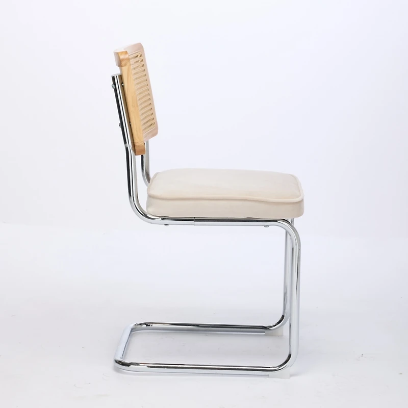 Streamdale Furniture Rattan and Velvet Upholstered Office Chair with Steel Frame