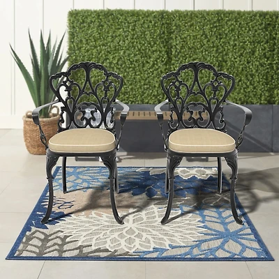 Streamdale Modern 350lbs Weight Capacity Aluminum & Black Armchair with Cushions