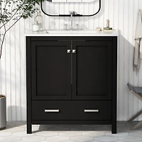 Streamdale 30" Black Bathroom Vanity with Single Sink for Elegant Storage