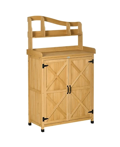 Outsunny Outdoor Storage Cabinet & Potting Table, Gardening Bench,