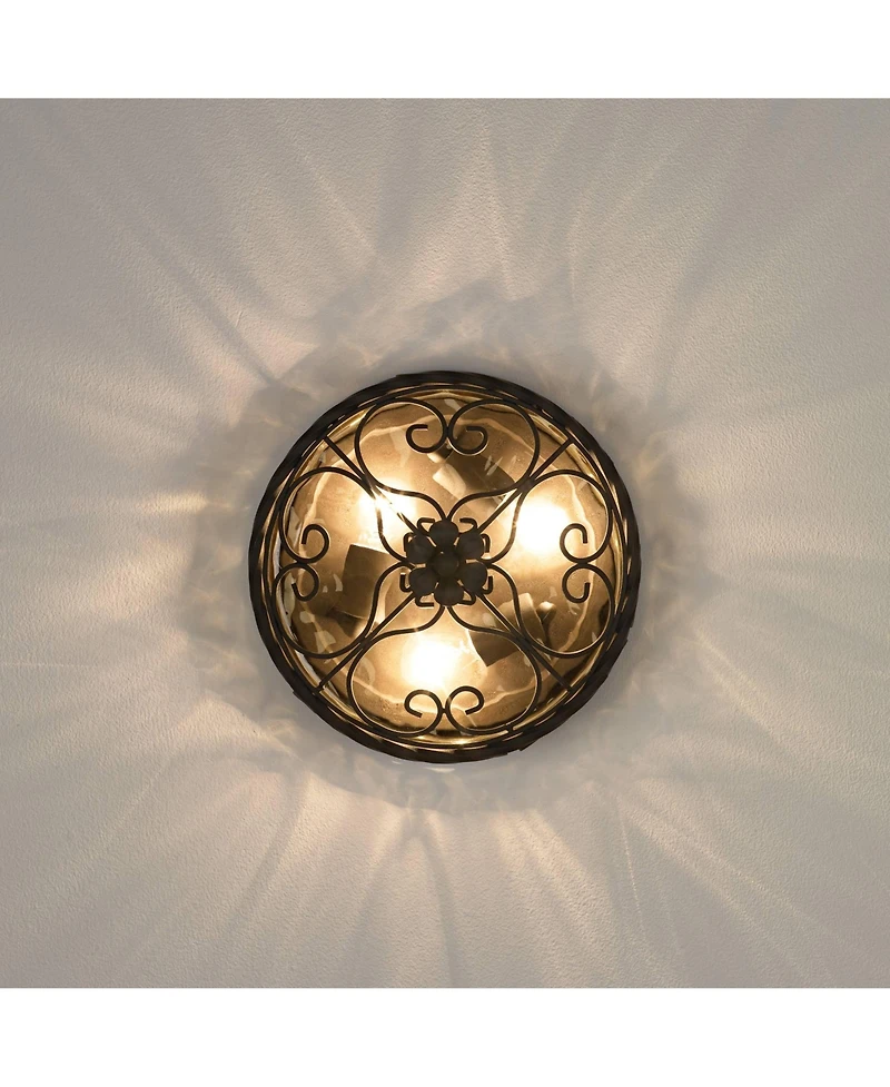 John Timberland Casa Seville Rustic Farmhouse Flush Mount Outdoor Ceiling Light Fixture Dark Walnut 4 1/2" Champagne Water Glass for Post Exterio