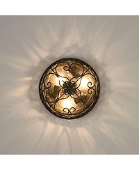 John Timberland Casa Seville Rustic Farmhouse Flush Mount Outdoor Ceiling Light Fixture Dark Walnut 4 1/2" Champagne Water Glass for Post Exterio