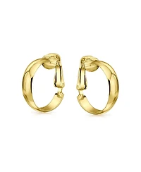 Bling Jewelry Classic Basic Simple Lightweight Clip On Hoop Earrings Non Pierced Ears Gold Plated Sterling Silver .75 Diameter