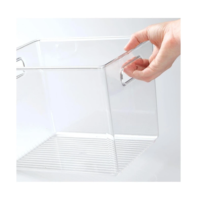 mDesign Plastic Closet Storage Organizer Container Bin, Handles - 4 Pack - Clear, Usa Made