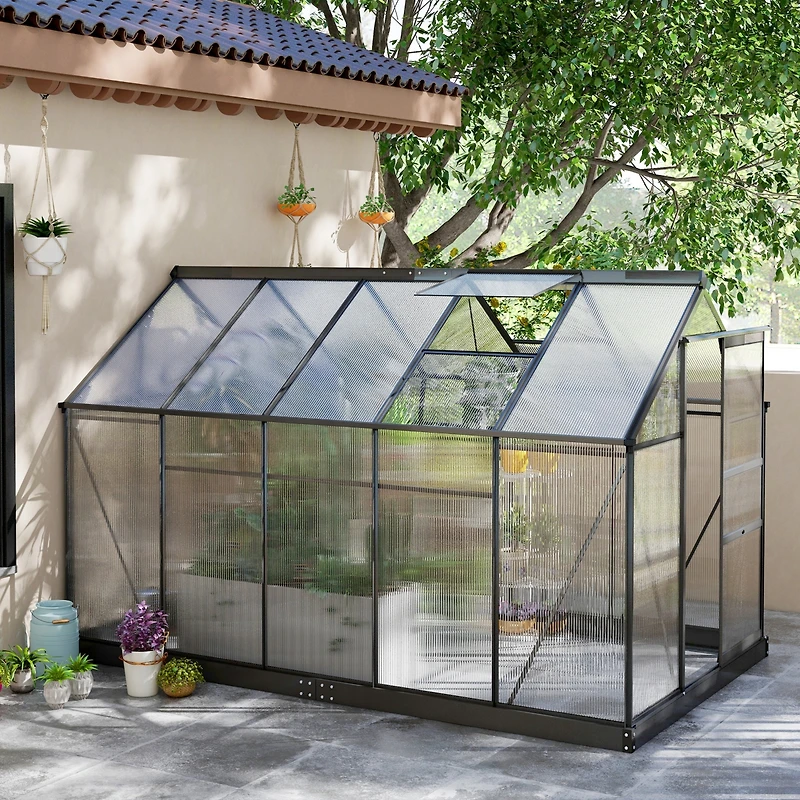 Outsunny 6' x 10' x 6.5' Large Polycarbonate Walk-in house,