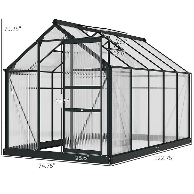 Outsunny 6' x 10' x 6.5' Large Polycarbonate Walk-in house,