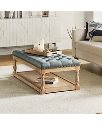 Conelius Modern Tufted Rectangle Cocktail Ottoman with Storage Tray