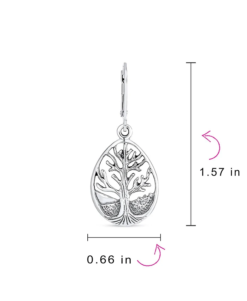 Bling Jewelry Small Round Circle Family Tree Dangle Earrings Sterling Silver Nature